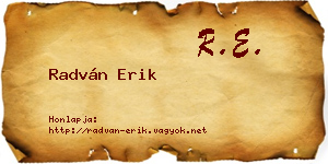 Radván Erik névjegykártya